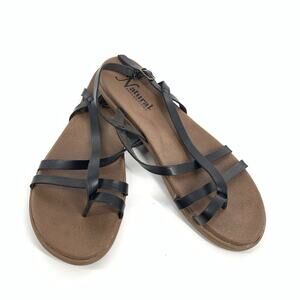 Natural Reflections Addy Back Strap Sandals Size 11 Womens Black Summer Strappy